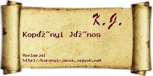 Kopányi János névjegykártya